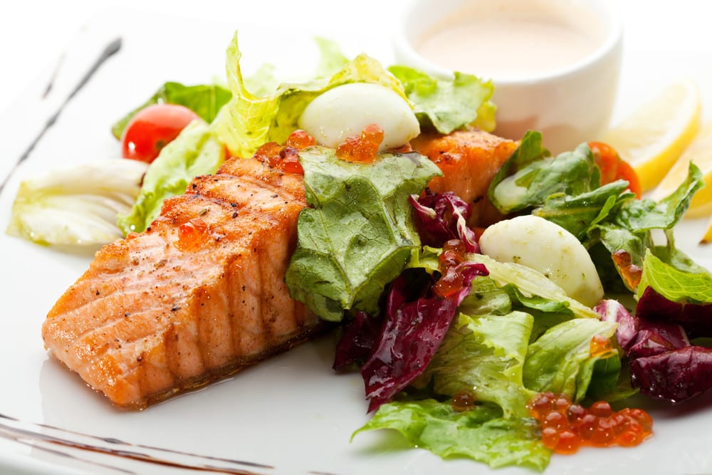 Salmon Steak with Salad
